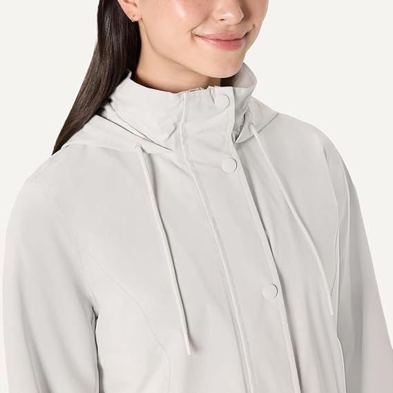 White Hooded Rain Jacket image 3